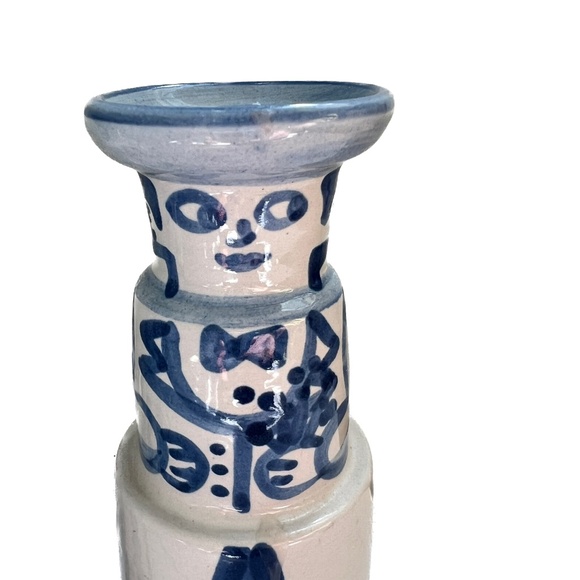 SIGNED M.A. Hadley Art Pottery Bride & Groom Candlesticks Candle Holders Blue - Picture 3 of 7